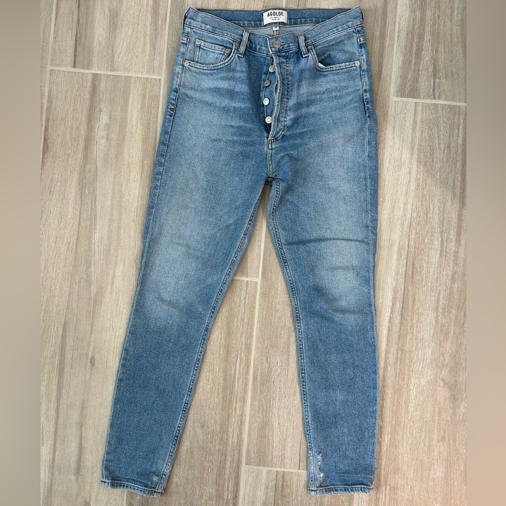 Agolde High Rise Blue Jeans with Tapered Leg